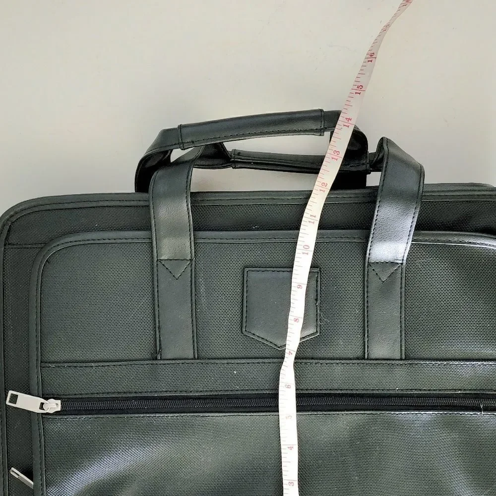 Messenger bag computer work school leather trim mesh front pockets organizer